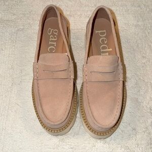 Pedro Garcia Sebas lug suede pink blush penny loafer chunky platform 40 9.5  10